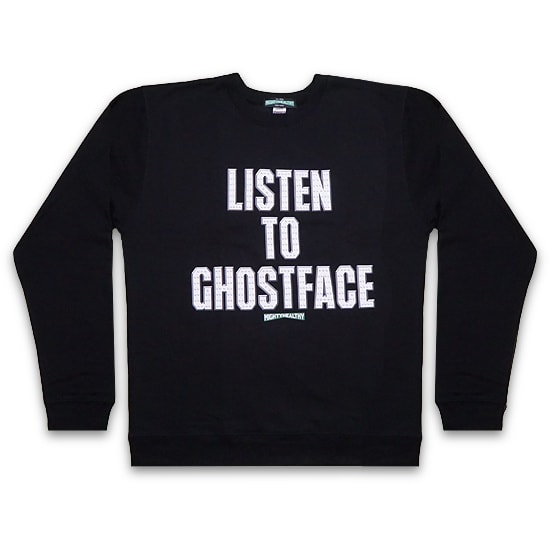 MIGHTYEALTHY トレーナー -Listen to Ghostface / BLACK-